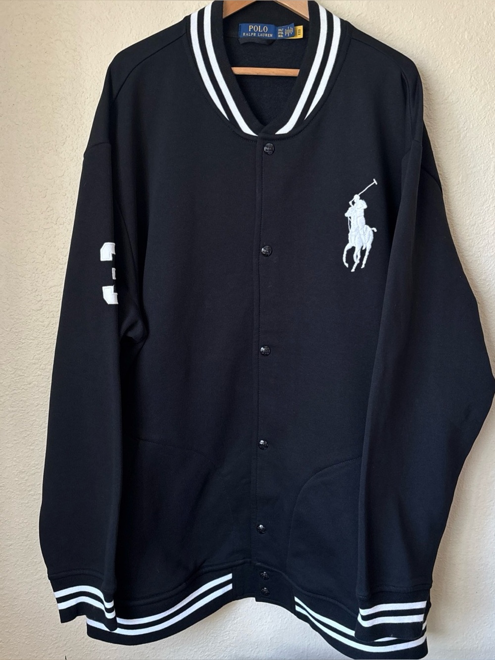 POLO RALPH LAUREN Men’s Big Pony Fleece Baseball Jacket, 3XLT, NWOT
